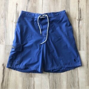 Men's Blue Polo Swim Trunks with Drawstring